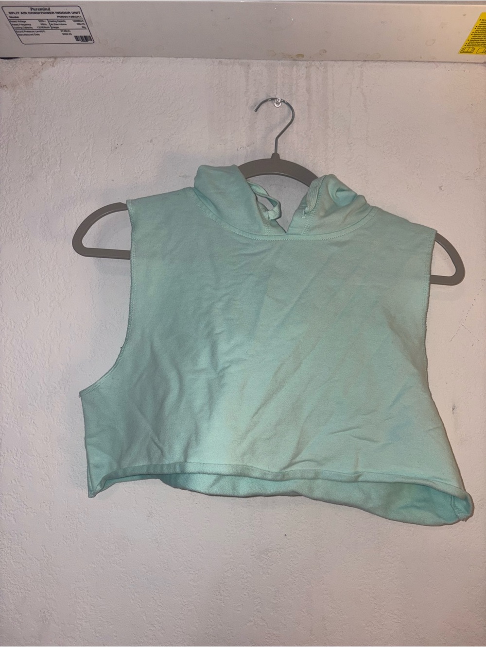 Forever 21 Sleeveless Cropped Hoodie in Mint